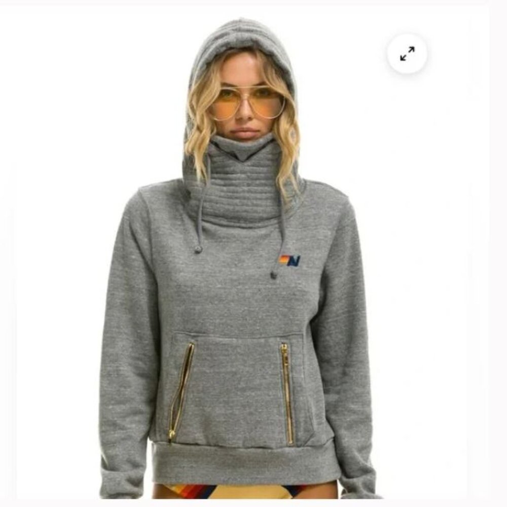 Aviator Nation Ninja Pullover Hoodie Sweater in Gray  Sz M